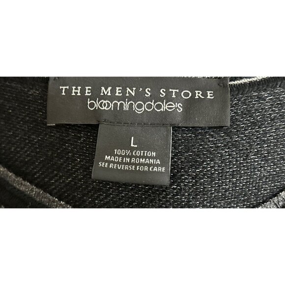 Bloomingdales Size Large Heather Gray Crewneck Sweater 100% Knit Cotton - Picture 3 of 8